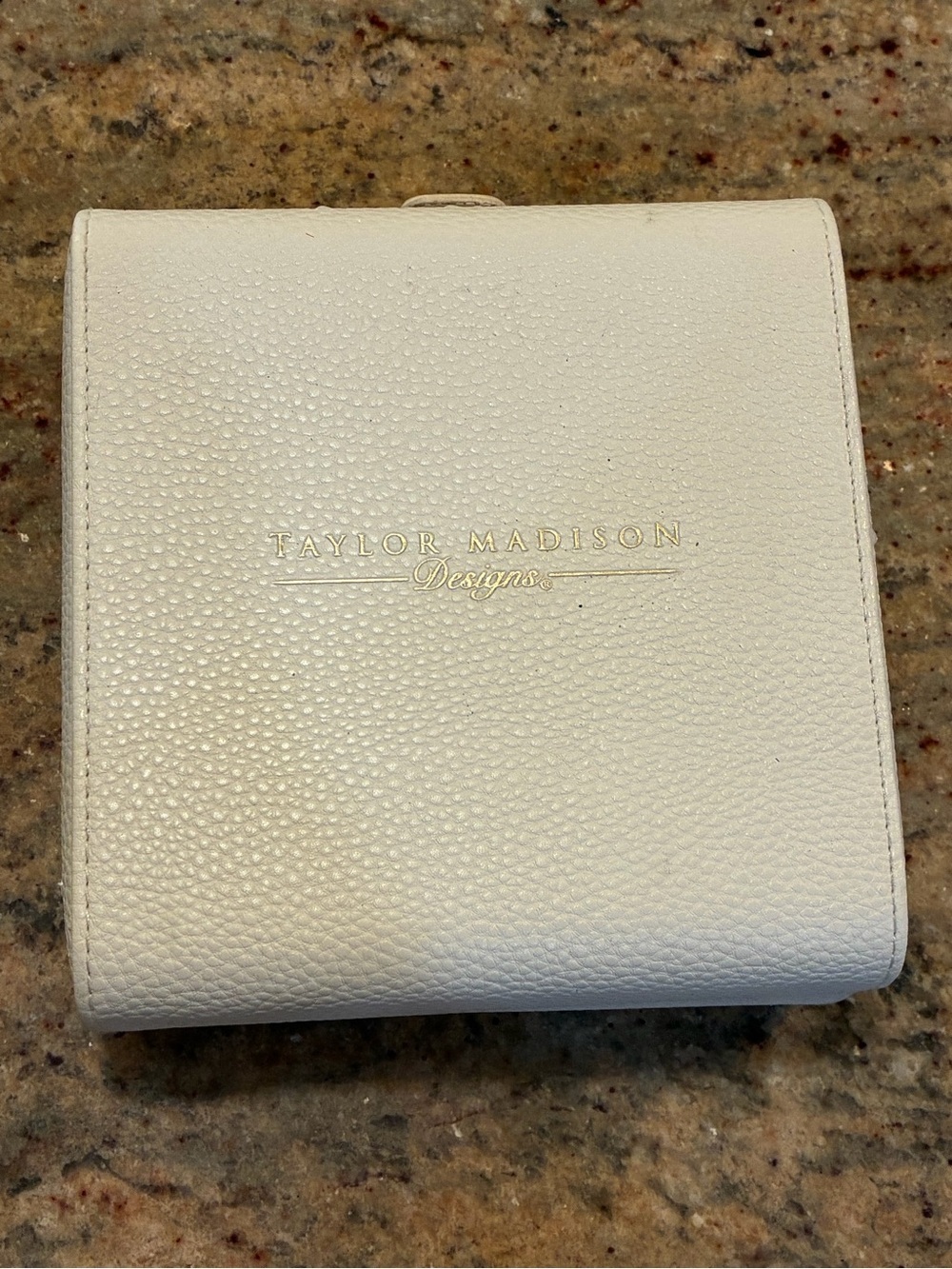 Taylor Madison Designs White Pebbled Texture Travel Jewelry Box